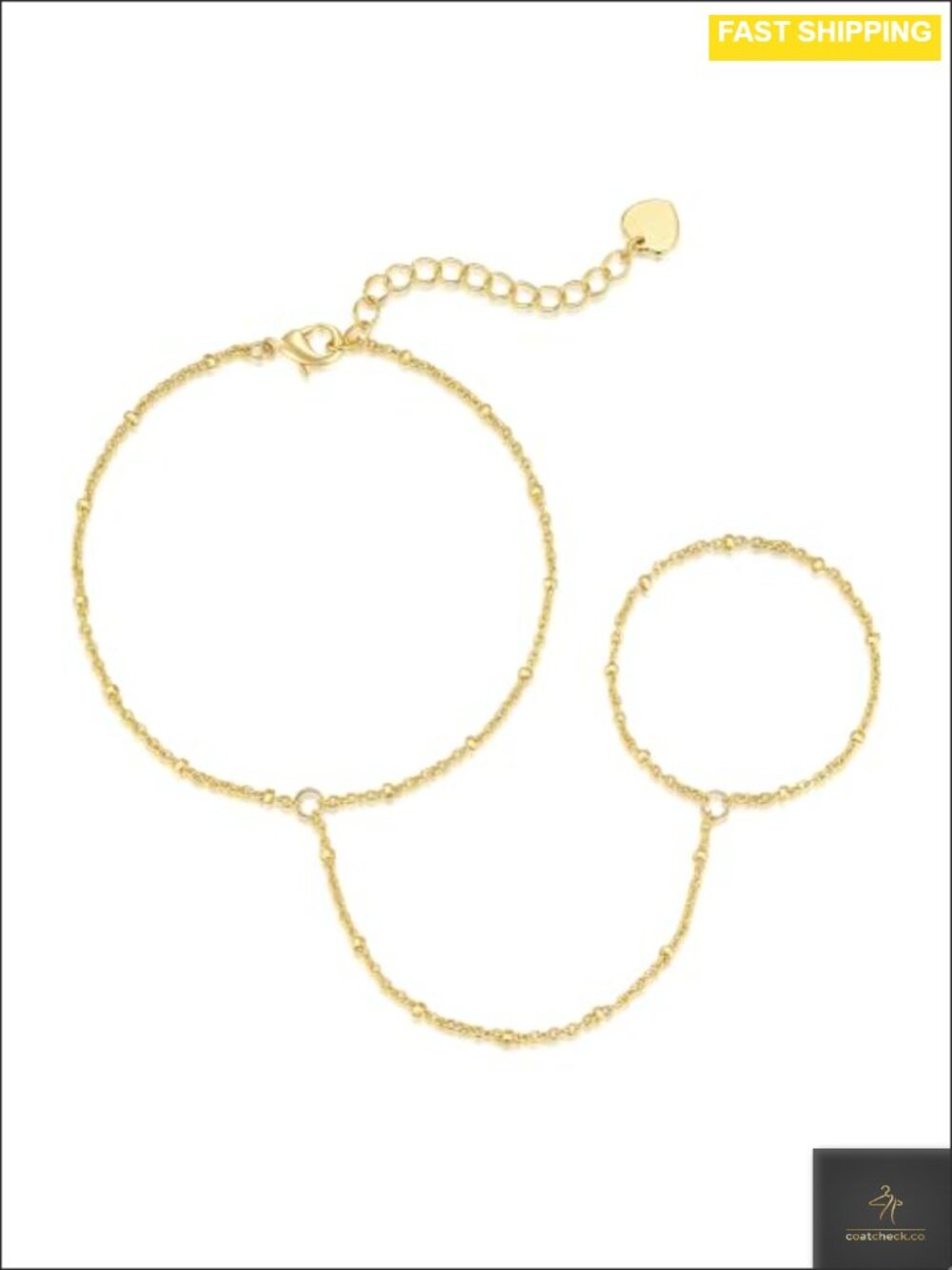 14K Gold Plated Chain Bracelet for Women Hand Chain Ring Bracelet